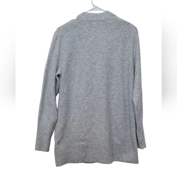 Love Ellie Women's Gray Ribbed Long Sleeve Open Cardigan Sweater - Picture 2 of 4